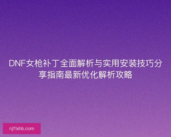DNF女枪补丁全面解析与实用安装技巧分享指南最新优化解析攻略